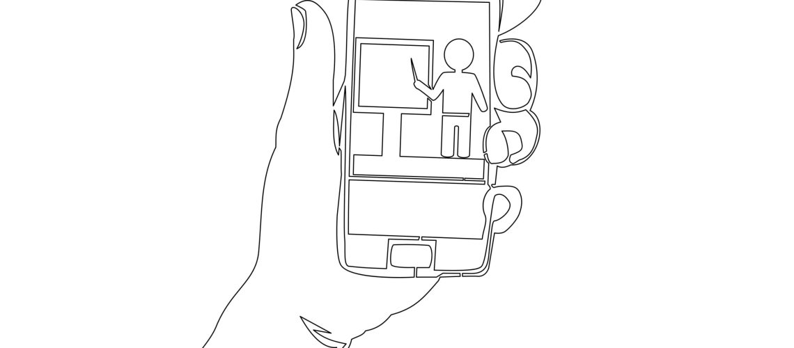 Continuous,One,Single,Line,Drawing,Online,Education,Icon,Illustration,Concept