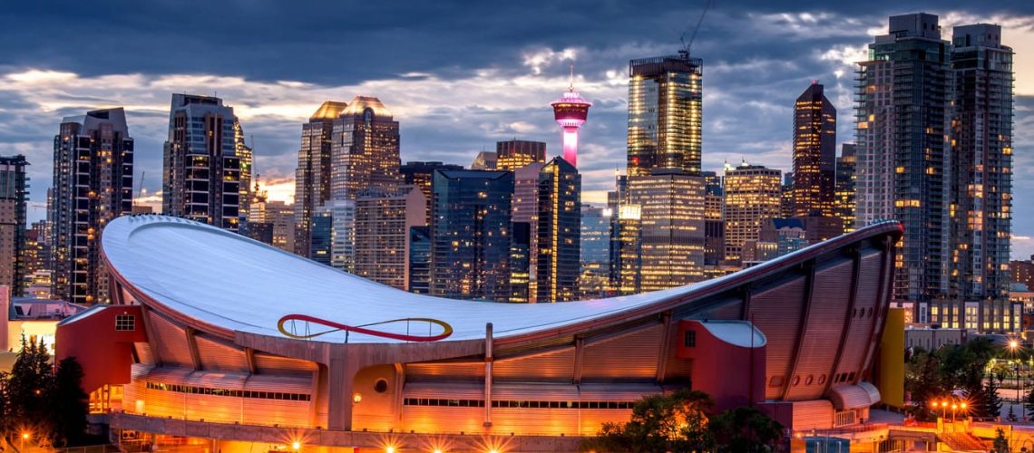 Beautiful,Calgary,Skyline,At,Night,,Alberta,,Canada