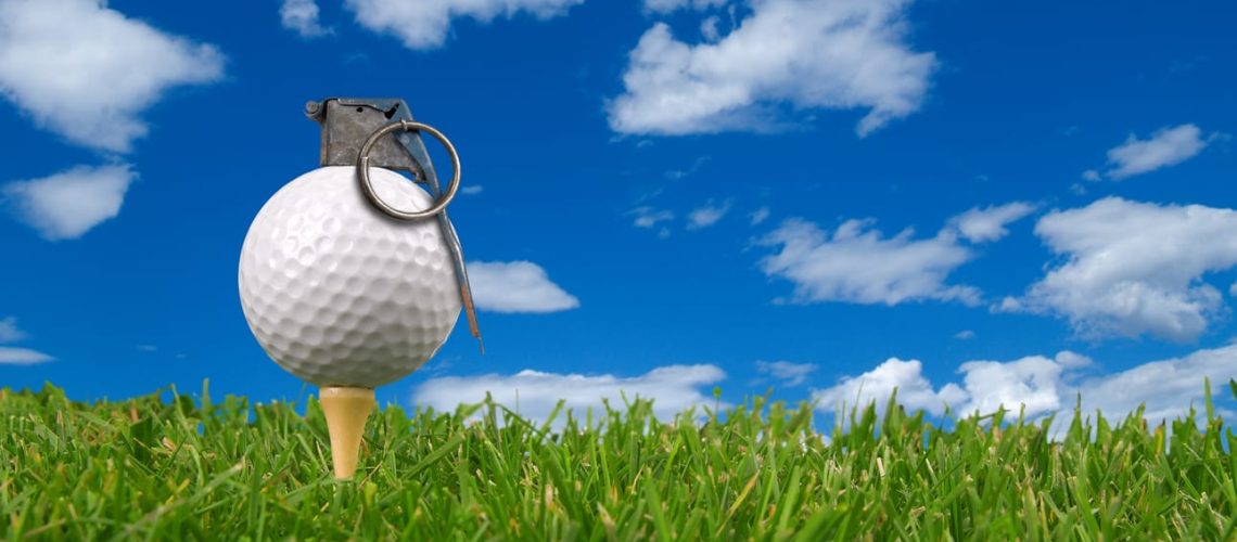 Golf,Ball,Grenade,From,The,Ground,Level,With,Grass,And