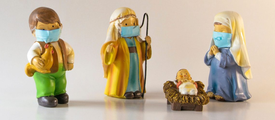 Merry,Christmas,Text,With,Figures,Of,A,Bethlehem,Portal,,With