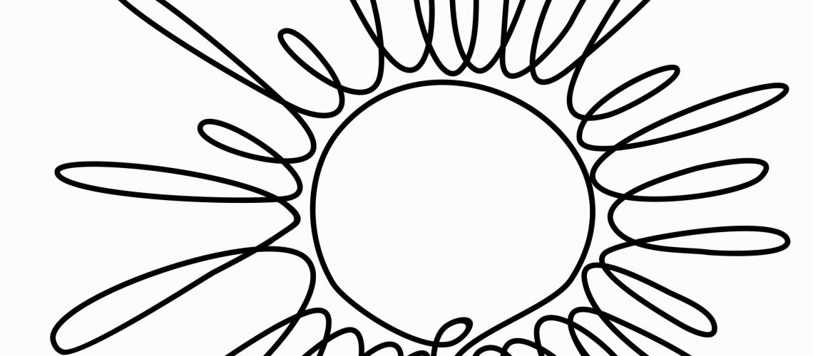 Continuous,One,Line,Drawing,Of,Sun,With,Ray.illustration,Of,Sun