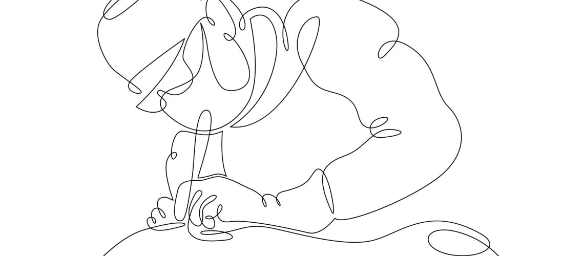One continuous line. Doctor, surgeon in the operating room. A do